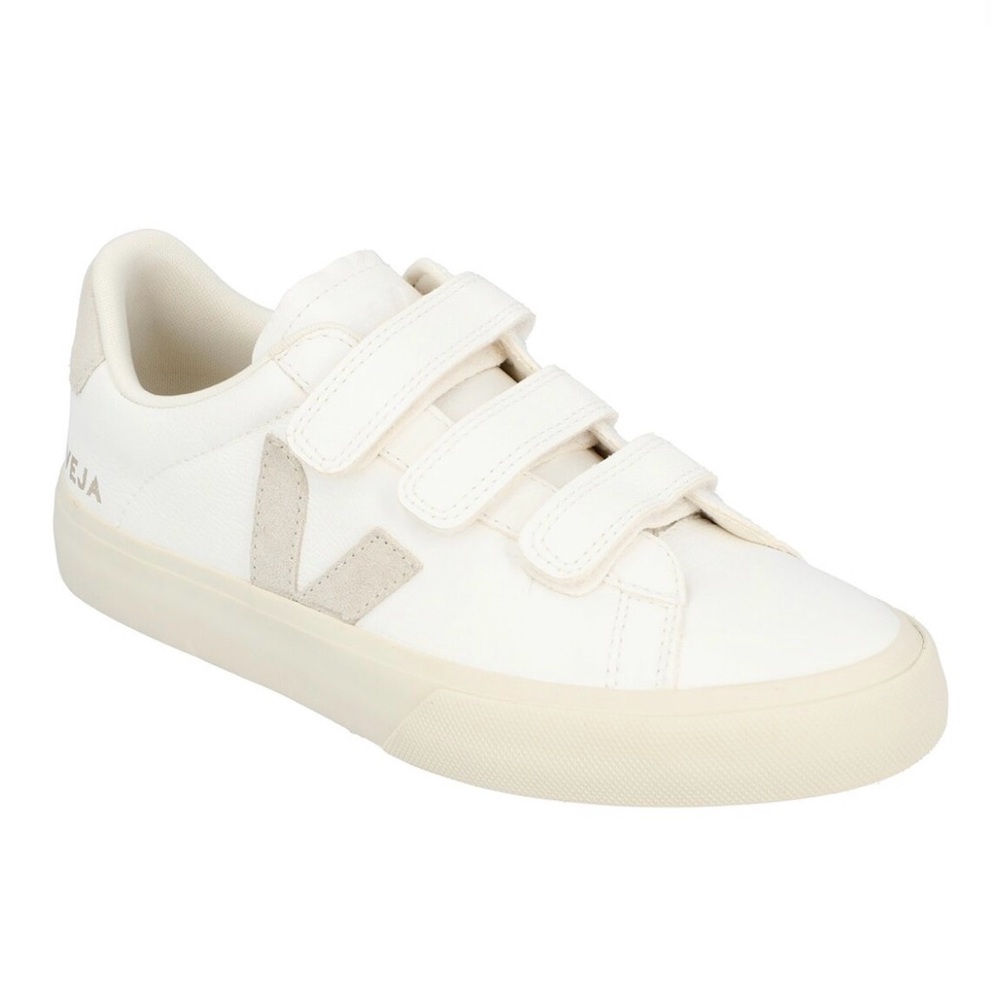 VEJA Recife Logo White Natural Leather Velcro Sneaker - Size 39 / W 8